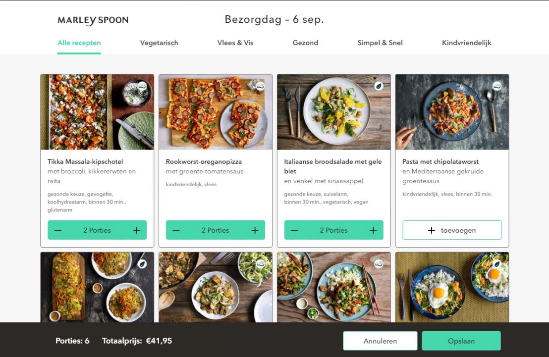 Zelf gerechten kiezen bij Marley Spoon