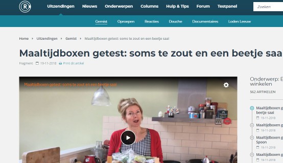 Uitzending van Radar over maaltijdboxen