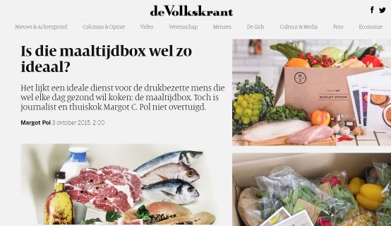 Artikel uit de Volkskrant over maaltijdboxen